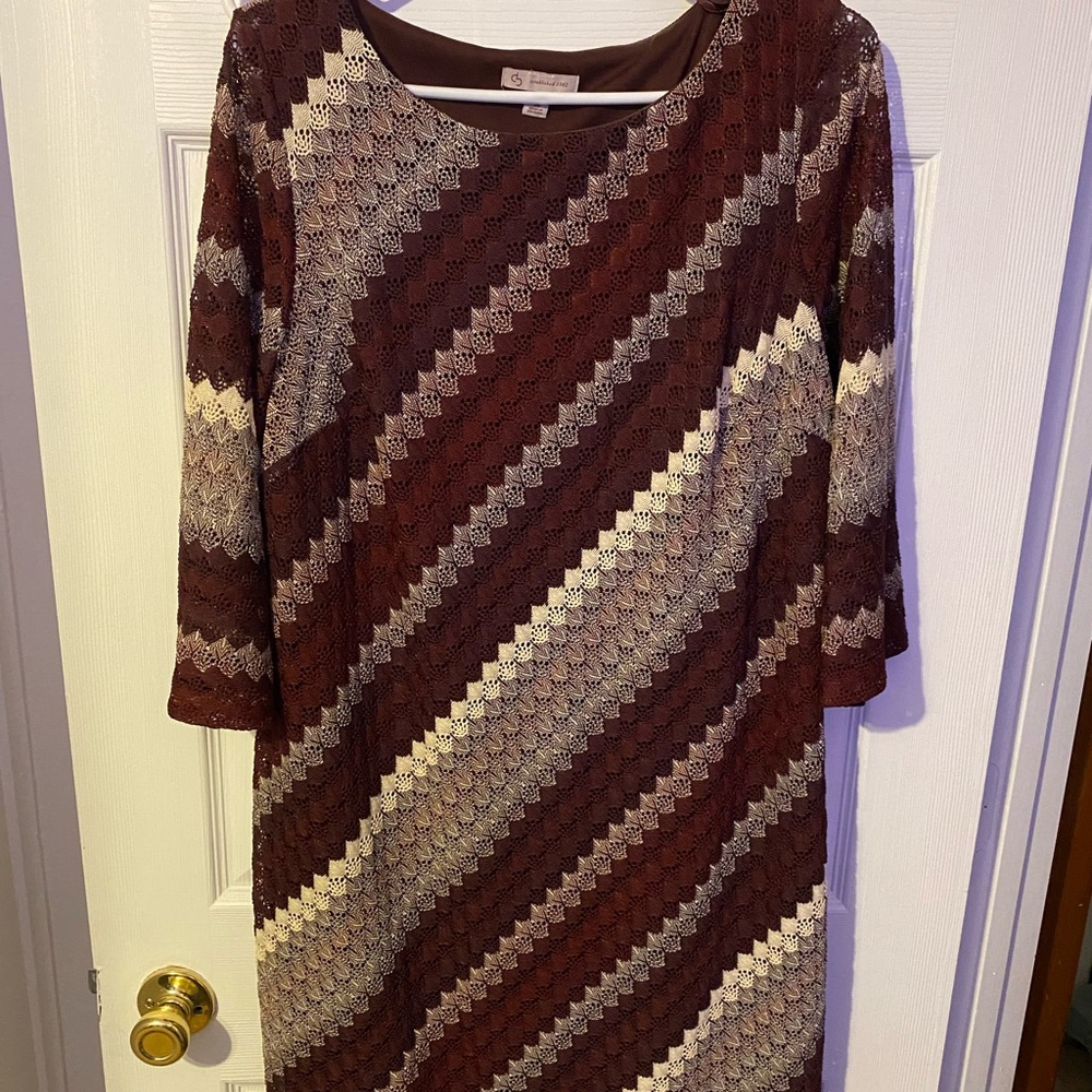 Maroon stripped knee length dress